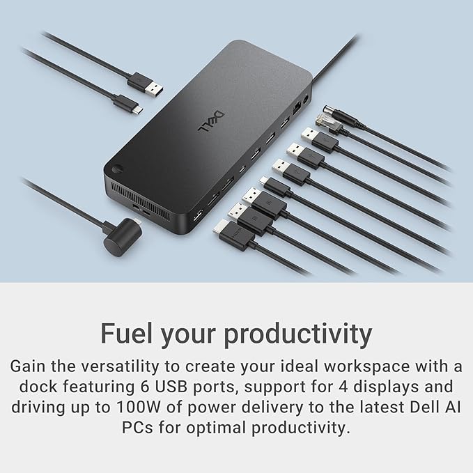 Dell Pro Smart Dock SD25 Bundle – USB C Docking Station with 130W Charging + HDMI Cable USB C Cable DisplayPort Cable + Cleaning Cloth Multi-Display Support 2.5GbE Ethernet Black