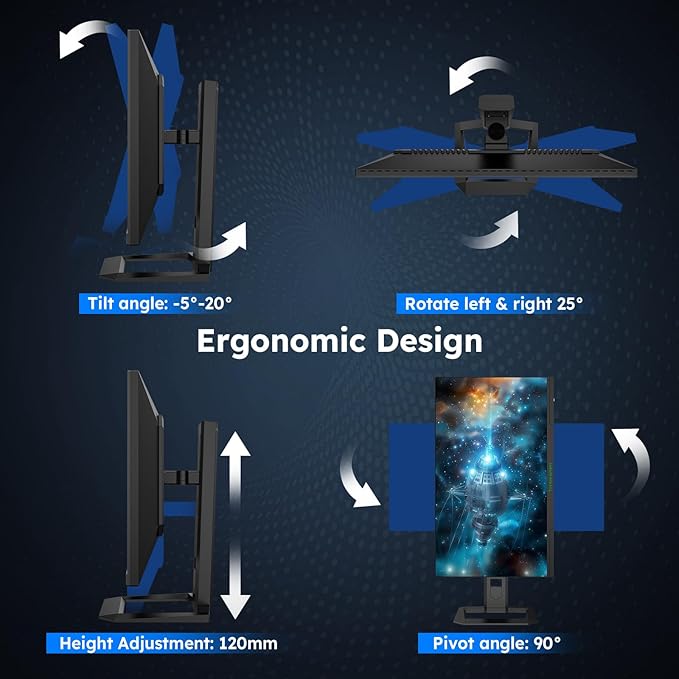 TITAN ARMY 24.5 Inch 240Hz 1440p Gaming Monitor QHD 2560 x 1440p Fast IPS Panel 1ms GTG Response Time Adaptive Sync 126% sRGB HDR 500 Low Blue Light VESA 100x100 P2510S Plus
