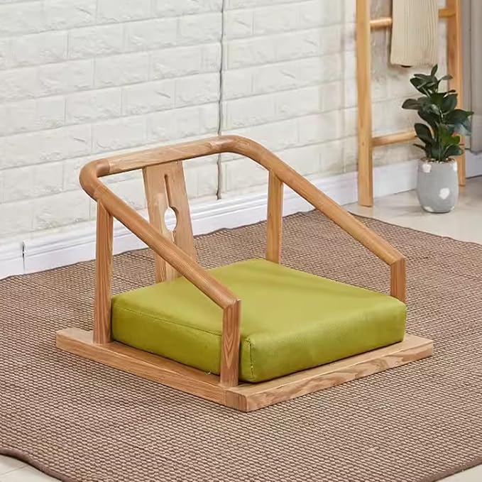 Floor Chair Indoor Adjustable Floor ChairSolid Wood Tatami Floor Mat Seats Japanese Legless Tea Chairs with Armrests and Backrest Portable Floor Chair Lazy Sofa for Bay Windows Meditation Chairs