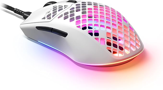SteelSeries Aerox 3 - Holey RGB Gaming Mouse - Ultra-lightweight Water Resistant Design - 8500 DPI TrueMove Core Optical Sensor - Snow