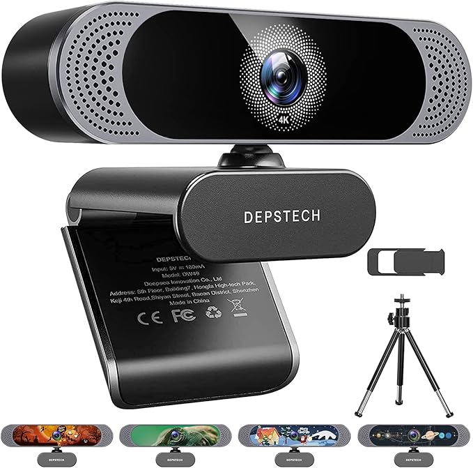 DEPSTECH 4K Webcam DW49 HD 8MP Equipped with Sony Sensor Autofocus Webcam with Microphone Privacy Cover Plug Play USB Computer Web Camera for Pro Streaming/Online Teaching/Video Calling/Zoom/Skype