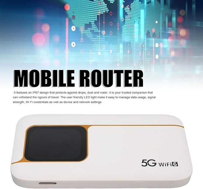 fosa 5G Mobile Hotspot Portable WiFi Router with 7100mAh Battery and WIFI6 Support for Travel Home Gaming Up to 16 Devices 2.77Gbps Speed IP67