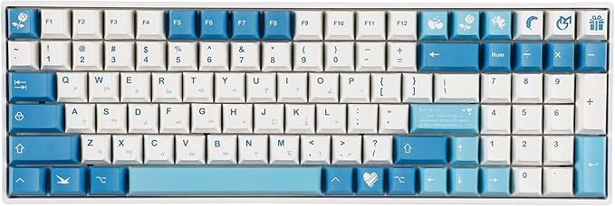 YMDK 143 Sea Fog Love Letter Cherry Profile Dye Sub Thick PBT 5 Sides Mac Keycaps Set for ANSI 104 87 61 96 75 GMMK NCR80 Mx Keyboard