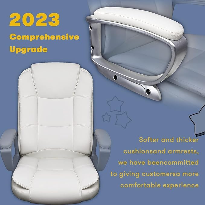 OFIKA Home Office Chair 400LBS Big and Tall Chair Heavy Duty Design Ergonomic High Back Cushion Lumbar Back Support Computer Desk Chair Adjustable Executive Leather Chair with Armrest