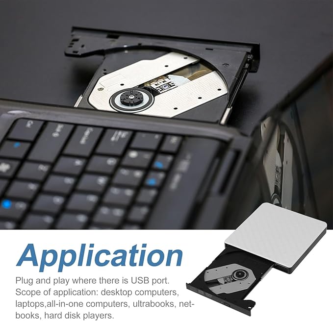 External DVD Drive USB 3.0 Burner Portable CD DVD ROM Rewriter for Laptop Desktop White USB Optical Disk Drive Compatible with Windows
