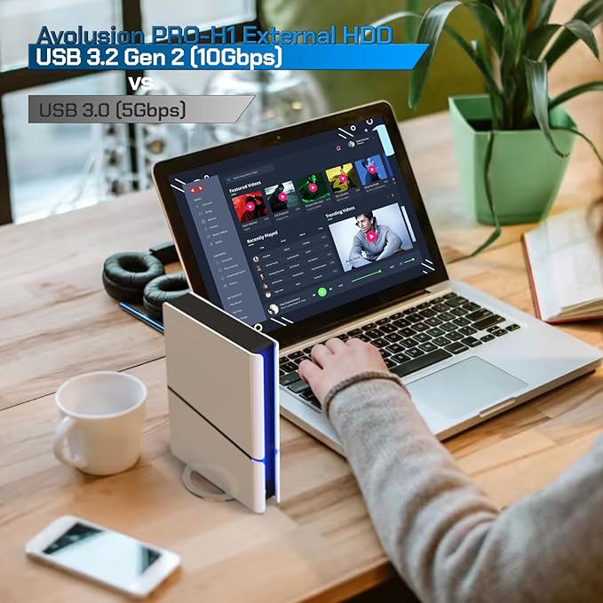 Avolusion PRO-H1 10TB 7200RPM USB 3.2 Gen2 (10Gbps) External Hard Drive (for Windows or MacOS Desktop PC/Laptop) (Renewed)