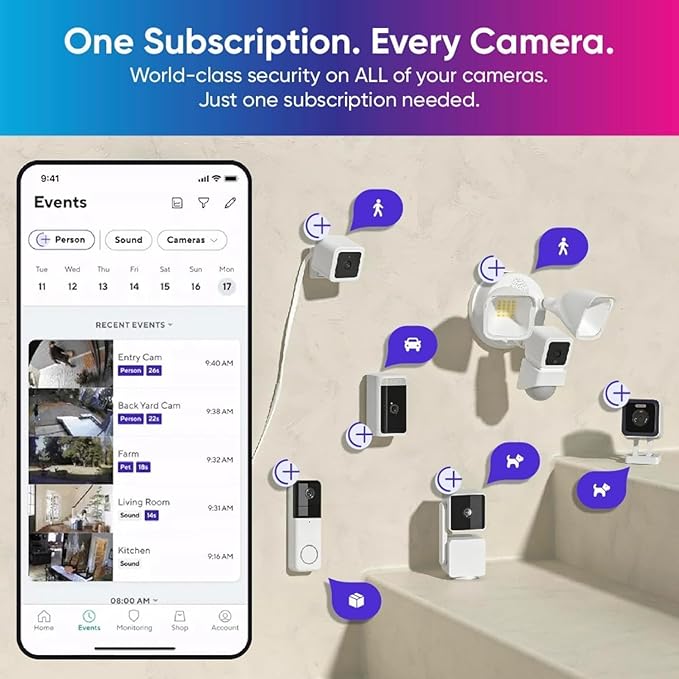 Cam v3 2 Pack 1080p Plug-in Smart Security Camera Color Night Vision Motion Detection 2-Way Audio Compatible with Alexa Google Assistant Cloud &amp SD Card Storage Indoor/Outdoor Wired Blac