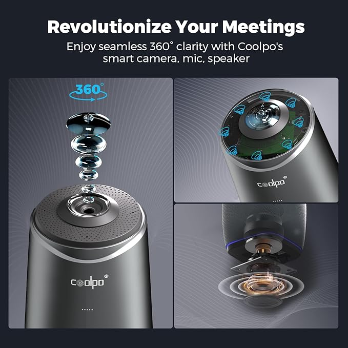 Camera 360 4K Video Conference Room Camera System Webcam AI Driven Speaker Tracking Noise Cancellation Works with Zoom Google Meet Teams and More 15 ft Mic Pickup PANA 5ft USB Cable