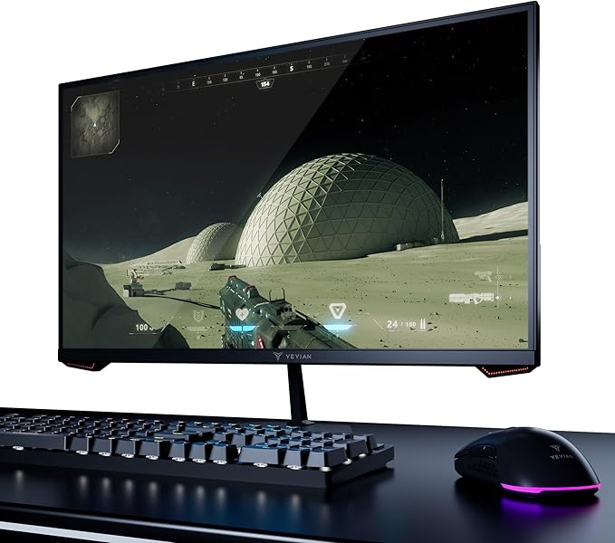 YEYIAN 27” Gaming Monitor 1080p FHD 180Hz Fast IPS 1ms Response 97% sRGB HDR10 FreeSync &amp G‑Sync Compatible Ultra‑Slim Bezel HDMI 2.0 + DP 1.4 178° Wide View Tilt Adjustable