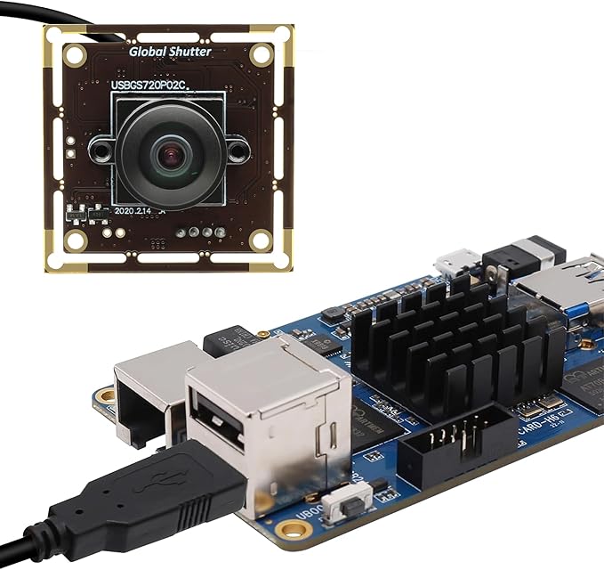 MMlove USB Camera Module 720P 60fps Global Shutter 170 Degree Wide Angle Fisheye Lens Webcam 1MP lightburn Camera for Embedded ApplicationsVR Face Recognition StreamingPC/Laptop/Raspberry Pi