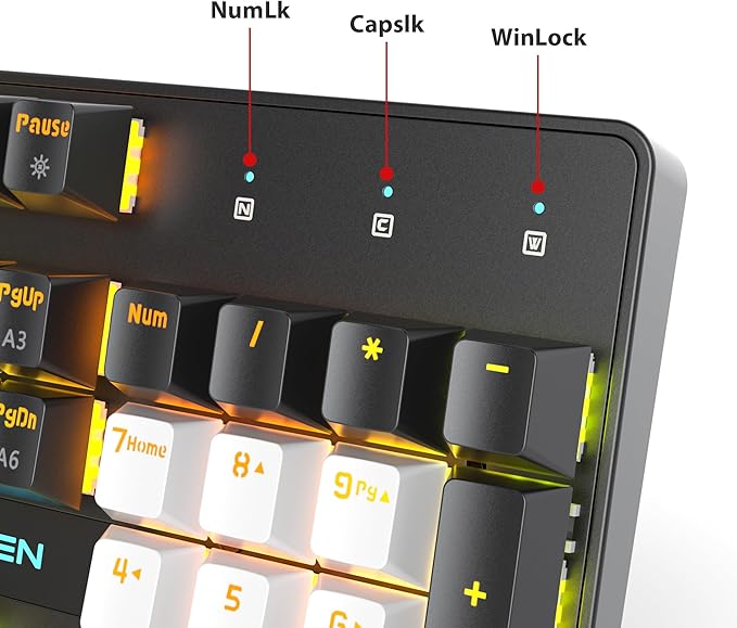 RGB Gaming Keyboard 104-Key Wired Mechanical Keyboard Creamy with Number Pad Linear Red Switch NKRO Full Size for Windows Laptop PC Gamer