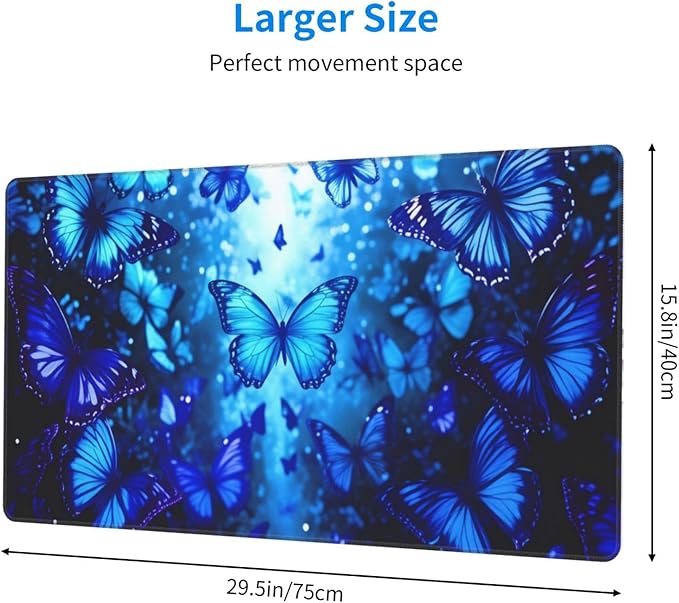 Butterflies Desk Cover MatExtended Large Mouse PadComputer Laptop Mat Desk Decor for Office Game Home 30x16 Inch