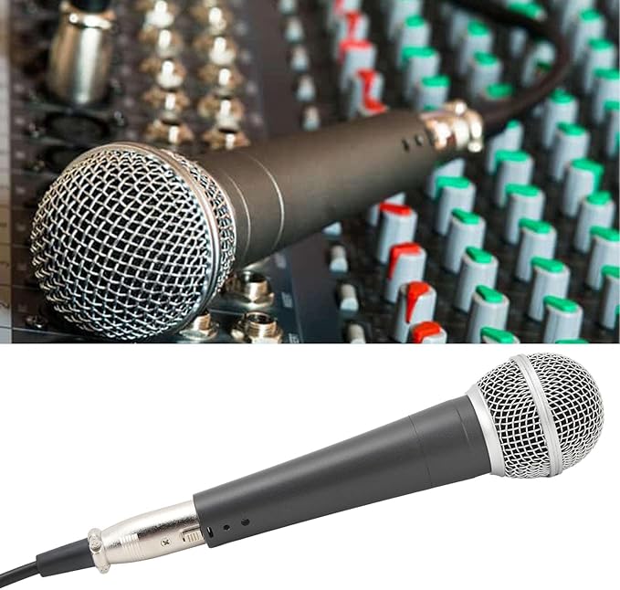 Professional Handheld Wired Microphone Dynamic Mic with Steel Mesh Grille for KTV Stage Performance 6.5mm Copper Cable