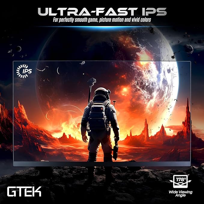 GTek 27 inch 240Hz 2K Gaming Monitor QHD 2560 x 1440P Computer Monitor Extreme Low Motion Blur Fast IPS 1ms MPRT DisplayPort/HDMI VESA Height Adjustable- Q2740P