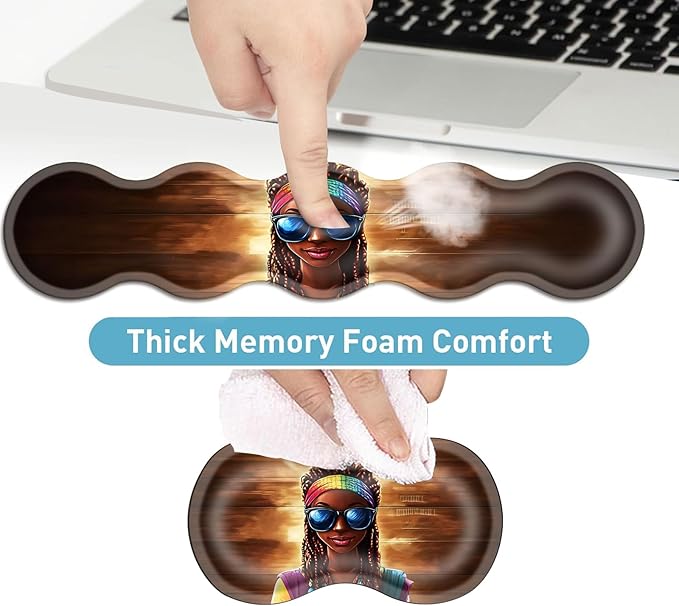 Keyboard Mouse Pad Set Extended Gaming Mouse Pad+Ergonomics Keyboard Wrist Rest Support Memory Foam Easy Typing Pain Relief 4Pcs XL Ultra Thick Desk MatRainbow Woman