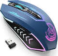 UHURU Gaming Mouse Wireless Gaming Mouse with 7 Buttons 7 Changeable LED Color up to 12000 DPI Rechargeable USB Gamer Mouse for PC Laptop (Blue)