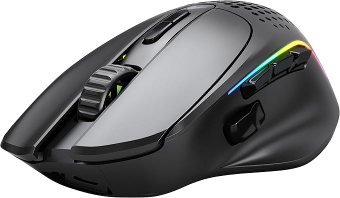 GLORIOUS Gaming Model I 2 Wireless Gaming Mouse - Hybrid 2.4Ghz &amp Bluetooth 75g Superlight 9 Buttons (2 Swappable) RGB PTFE Feet MMO/MOBA/FPS Long Battery Life Side Thumb Rest - Black