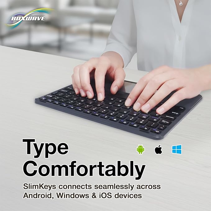BoxWave Keyboard Compatible with Elo 15-inch I-Series 4 - SlimKeys Bluetooth Keyboard with Trackpad Portable Slim TouchPad - Jet Black