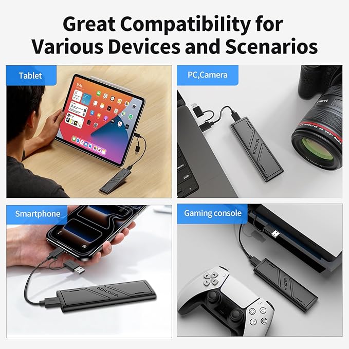 EP1000 External Hard Drive 2TBPortable SsdExternal Solid State Drives Up to 1000MB/s Read Storage Expansion Compatible w/USB-C Smartphones PC Mac Tablets Sleek &amp Sturdy Design