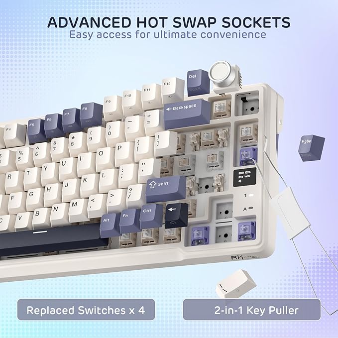 RK ROYAL KLUDGE L98 Wireless Mechanical Keyboard w/Left-Handed Southpaw Design Numpad &amp Hot Swappable Knob Tri-Mode 95% Keyboard BT/2.4G/USB-C Pro Software Gasket Mount Massive 8000mAh Battery