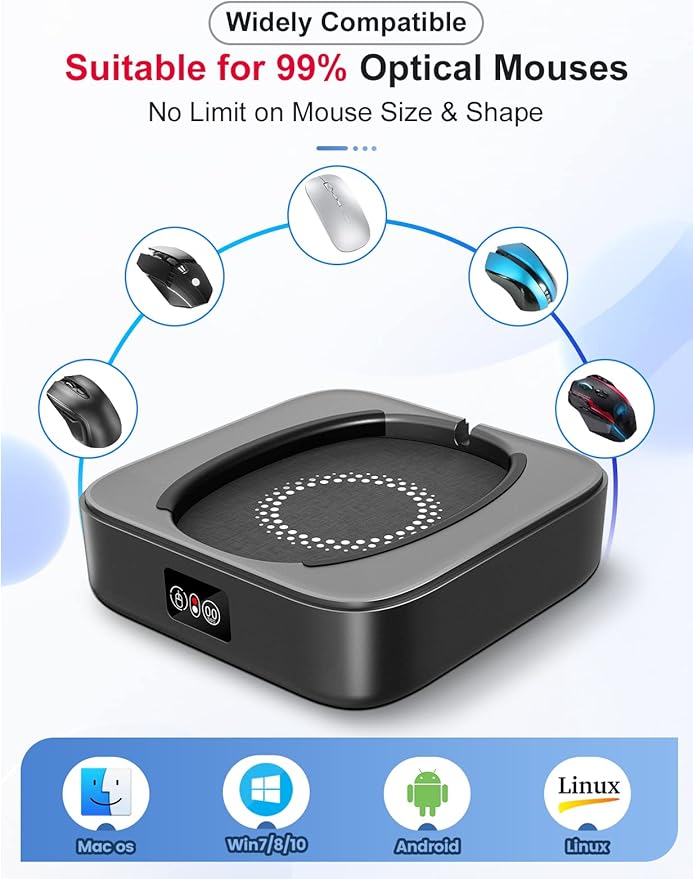 Meatanty Undetectable Mouse Mover Usb Physical Mouse Jiggler Moves Mouse Randomly Automatic Mouse Mover Device with Cover LED Display and ON/OFF Running Frequency Adjustable Keeps PC Laptop Active