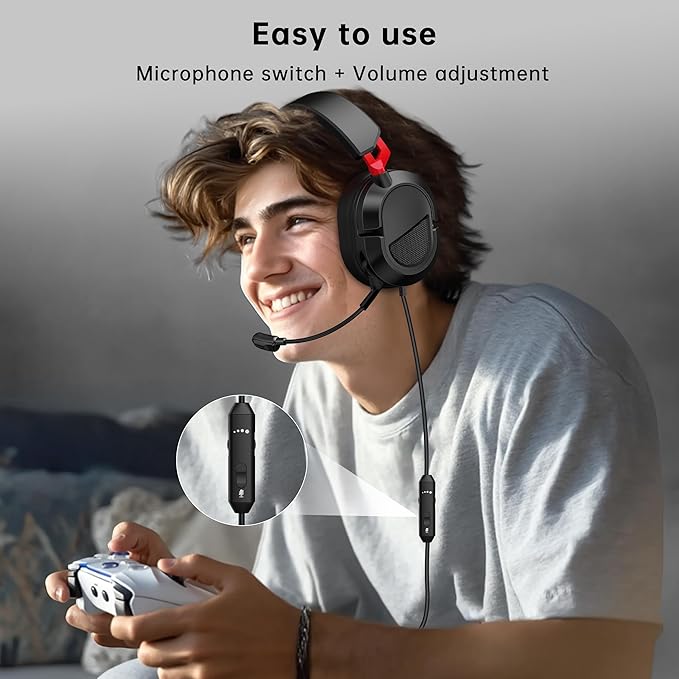 Gaming Headset for PC、PS5、PS4、Xbox Series X、Xbox Series S/One、Tablet. 207g Headset with Clear Mic for Work 𝟐𝟎𝟐𝟔 𝐔𝐩𝐠𝐫𝐚𝐝𝐞 Gaming Headphones with 3.5mm Splitter、360° Mic.79in Cable.Gamer Gifts