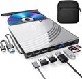 External CD/DVD Drive for Laptop with Carrying CaseDVD Player for LaptopPortable CD Burner with 4 USB Ports 2 TF/SD Card SlotsCD Disk Drive Player Reader Write