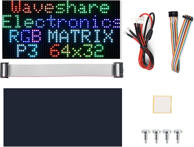 RGB LED Matrix Panel 64×32 2048 DOTS Pixels 3mm PitchCompatible with Arduino/Raspberry Pi Pico/ESP32Allow Displaying Text Colorful Image Animation Adjustable Brightness Chainable Design