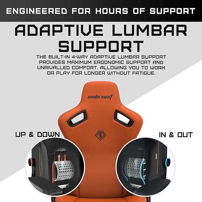 Anda Seat Kaiser 3 Large Gaming Chair for Adults - Ergonomic Orange PVC Leather Gaming Seat with Lumbar Support Comfortable Office Chair with Neck Support - Heavy Duty Wide Computer Seat