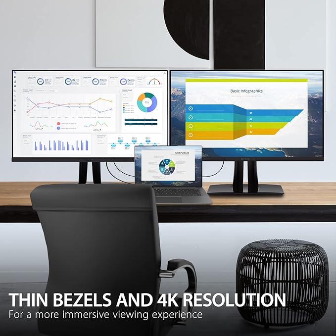 ViewSonic VP3256-4K 32 Inch 4K UHD IPS Ergonomic Monitor with Ultra-Thin Bezels Color Accuracy Pantone Validated 60W USB C