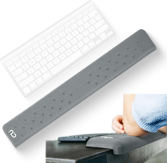 EdgeRest PostureUp L-Shaped Memory Foam Wrist Rest Ergonomic Elbow and Forearm Support for Desk Non-Slip Universal Fit Light Gray