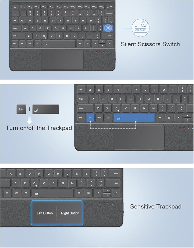 MoKo Microsoft Surface Go Type Cover Lightweight Ultra-Slim Wireless Bluetooth Keyboard with Micro-USB Charging Cable and Built-in Rechargeable Battery for Surface Go 10 2018 Tablet - Black