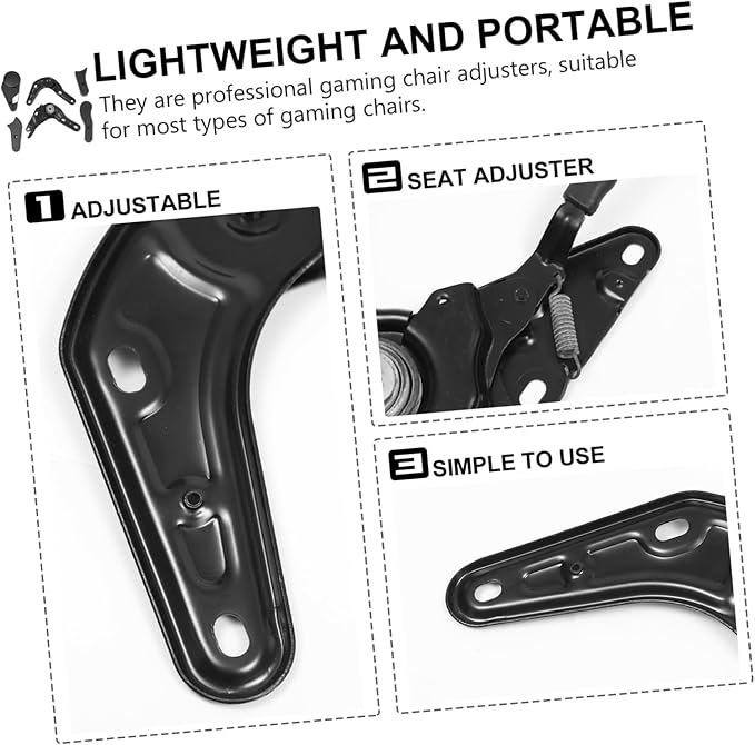 6 Pcs Multi Angle Gaming Chair Regulators Iron and Plastic Seat Turners for E Sports Chairs Comfortable Backrest Adjusters Black