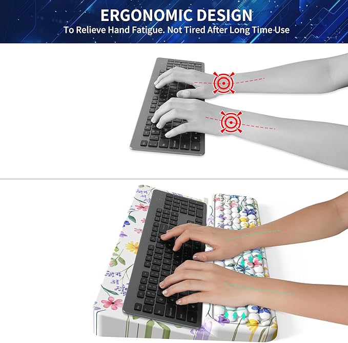 Wrist Rest for Computer Keyboard Keyboard Wrist Rest Ergonomic Keyboards Holder for Easy Typing Working Wrist Pad for Keyboards with Comfortable Wrist Rest for Keyboard White Flower