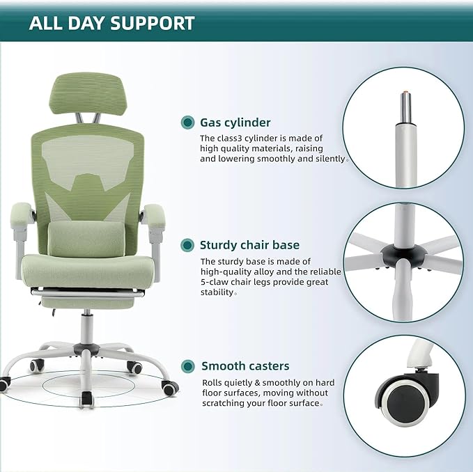 Ergonomic Reclining High Back Mesh Living Room Rocking Gaming Chair Computer Desk Swivel Rolling Lumbar Support Pillow (Black)