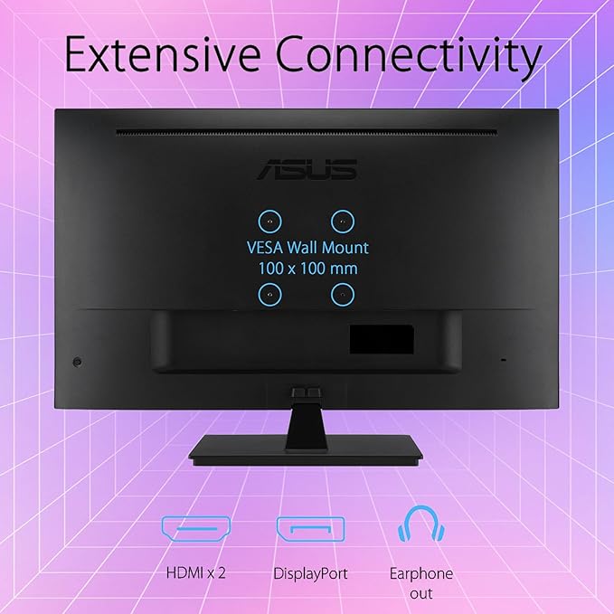 ASUS 32” 4K UHD Monitor 3840 x 2160 IPS Display HDR10 Adaptive-Sync 99% sRGB Built-in Speakers Eye Care DisplayPort HDMI VESA Mountable Professional Desktop Gaming Display - Black