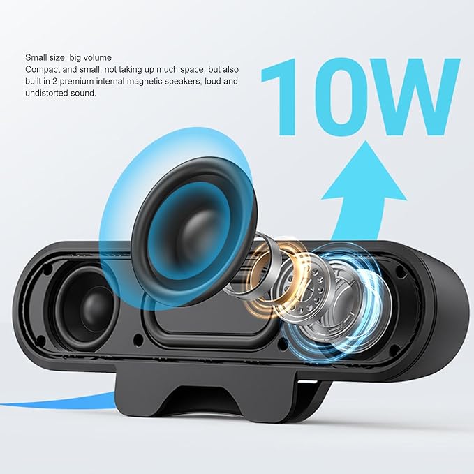 ASHATA USB Speaker Bar Stereo USB Powered Speaker Computer Speakers with Loud SoundVolume Control for Desktop Pc Easily Clamps to Monitor Convenient Controls