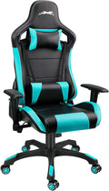 Leopard Gaming Chair High Back PU Leather Office Chair Adjustable Video Gaming Chairs Swivel Racing Chair with Adjustable Armrest (Black/Light Blue)
