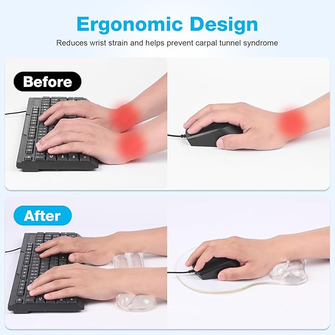 Gel Mouse pad &amp Keyboard Wrist Rest Set Ergonomic Keyboard and Mousepad with Wrist Support Keyboards Wrist Rest Computer Keyboards Pad Cooling Gel Clear