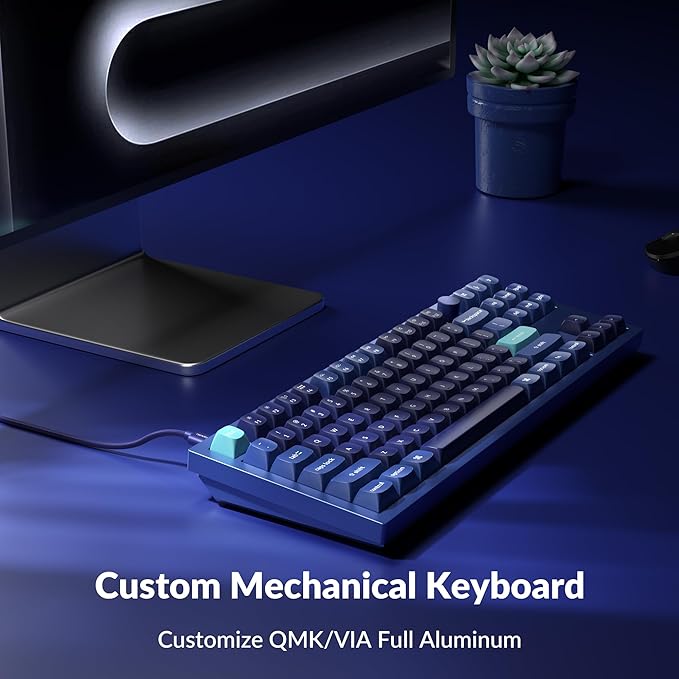 Keychron Q3 Wired Custom Mechanical Keyboard Knob Version TKL Tenkeyless QMK/VIA Programmable Macro with Hot-swappable Gateron G Pro Brown Switch Compatible with Mac Windows Linux (Blue)