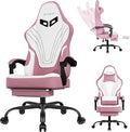 Gaming Chair with FootrestFabric Computer Chair with Pocket Spring CushionHigh Back Comfortable Ergonomic Office Chairs with Lumbar SupportHeight Adjustable Gamer Chair for AdultsPink