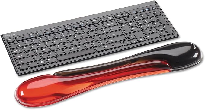 Kensington Keyboard Wrist Rest - Ergonomic Duo Gel Wrist Rest Compatible with Full Length/Gaming Keyboards for Comfort When at Computer Laptop Office PC Home - Red/Black (62398)