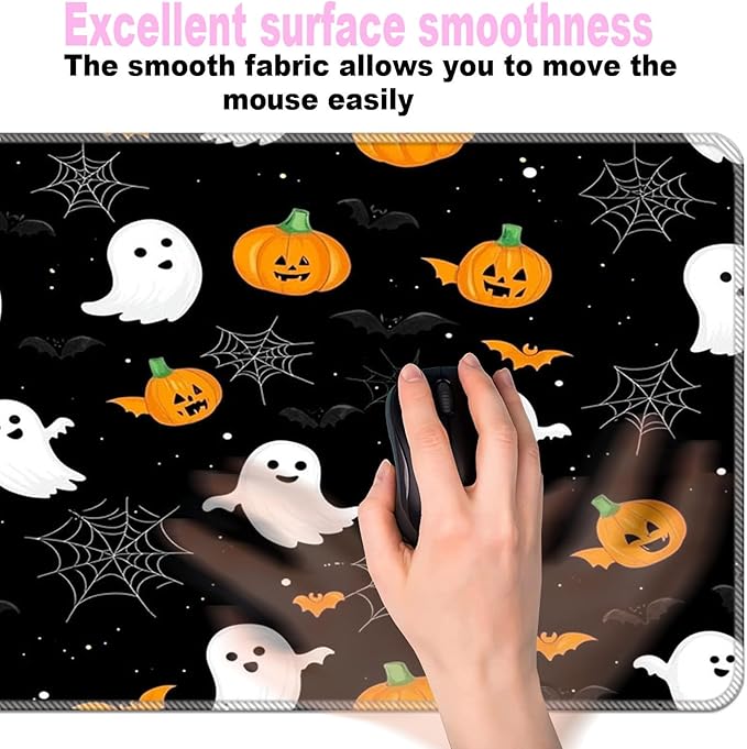 Keyboard Wrist Rest SetMemory Foam Wrist Support Mouse Pad31.5x11.8 Desk Mat for Comfortable Typing &amp Pain ReliefNon-Slip Base for Office &amp Home Use - Pumpkins and Bats