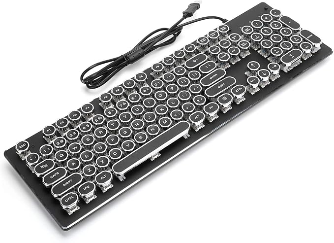 Heayzoki Wired Gaming Keyboard RGB Backlit Retro Mechanical 104 Keys Ergonomic Design for PC Computer Laptop