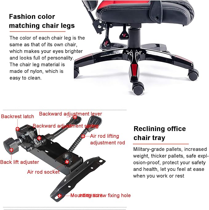 Office Chair Gaming Chair Computer Chair Gaming Chair Racing Office ChairPU Leather Rolling Computer Chair with Thick SeatHeight Adjustable Game Chair High Back Swivel Gamer Chair Recliner
