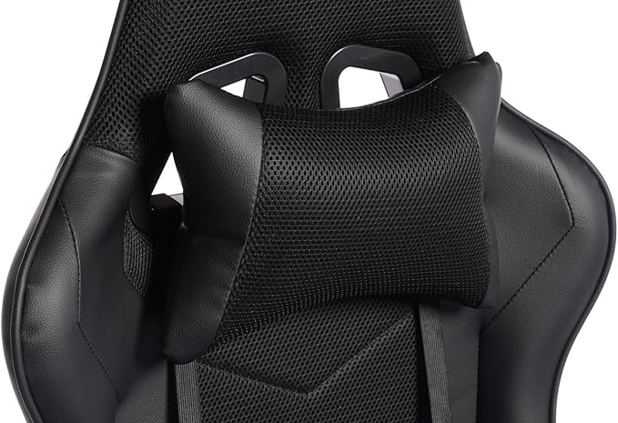 Gaming Chair Computer Chair with Footrest HeadrestLumbar Support and Ergonomic Adjustable Design for Office or Gaming (Black)