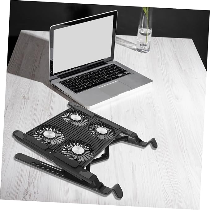 1Set Multi Functional Laptop Cooling Stand with USB Fan Control Portable Slip Riser for Comfortable Use Lightweight Design for Easy Storage and Transport for Home