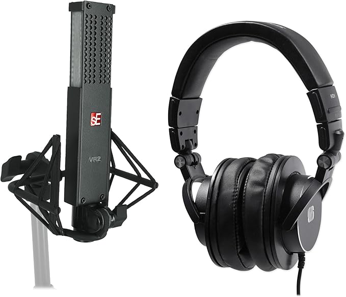 Audiosavings Bundle: Se Electronics VR2 Voodoo Active Ribbon Microphone w/Gold Plated XLR Connector Bundle with Free Presonus HD9 Pro Closed-Back Studio Reference Monitoring Headphones (2 Items)