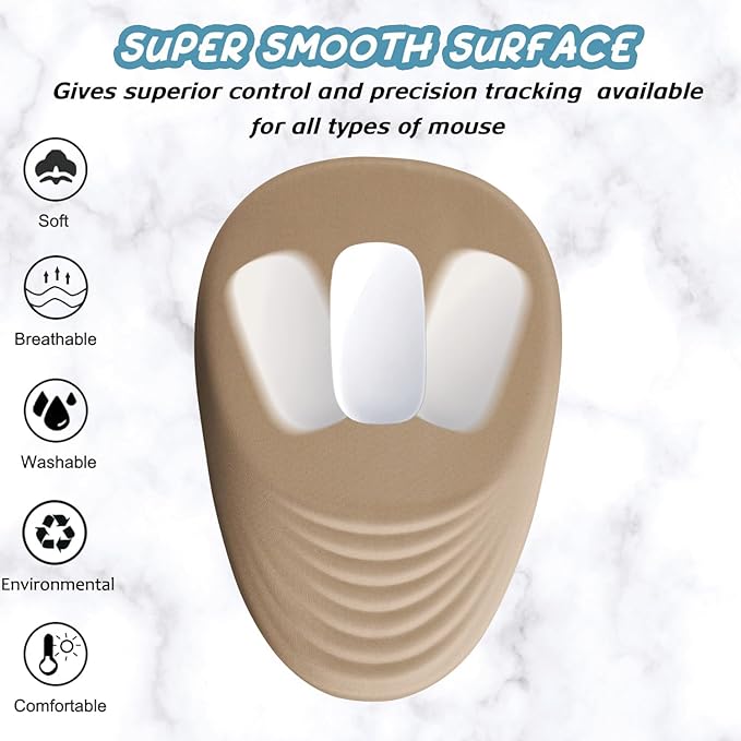 Ergonomic Mouse Pad Wrist Support Mouse Pad with Wrist Rest Entire Memory Foam &amp Non-Slip PU Base MousePads with Stepped-Wedge Design for Pain Relief Desk Office Home Beige