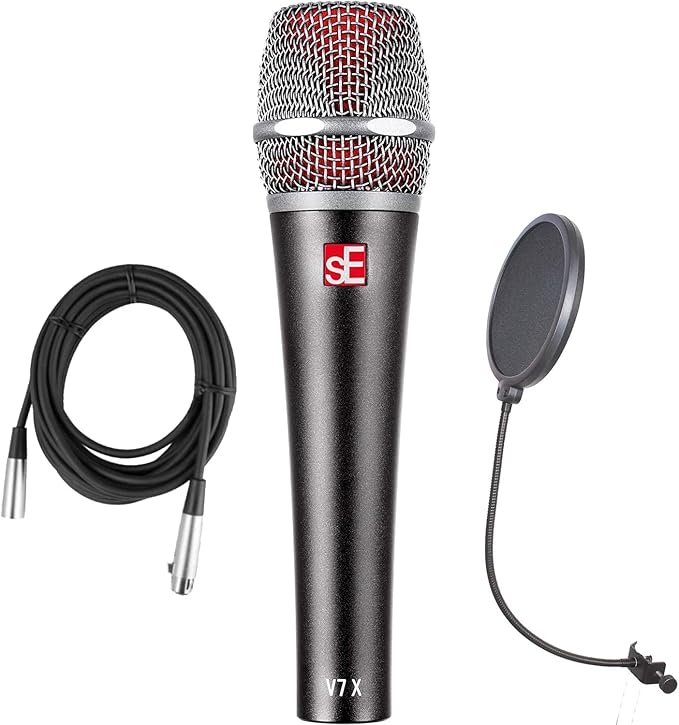 Briskdrop sE Electronics V7 X Supercardioid Dynamic Microphone - Bundle with Pop Filter and XLR Cable